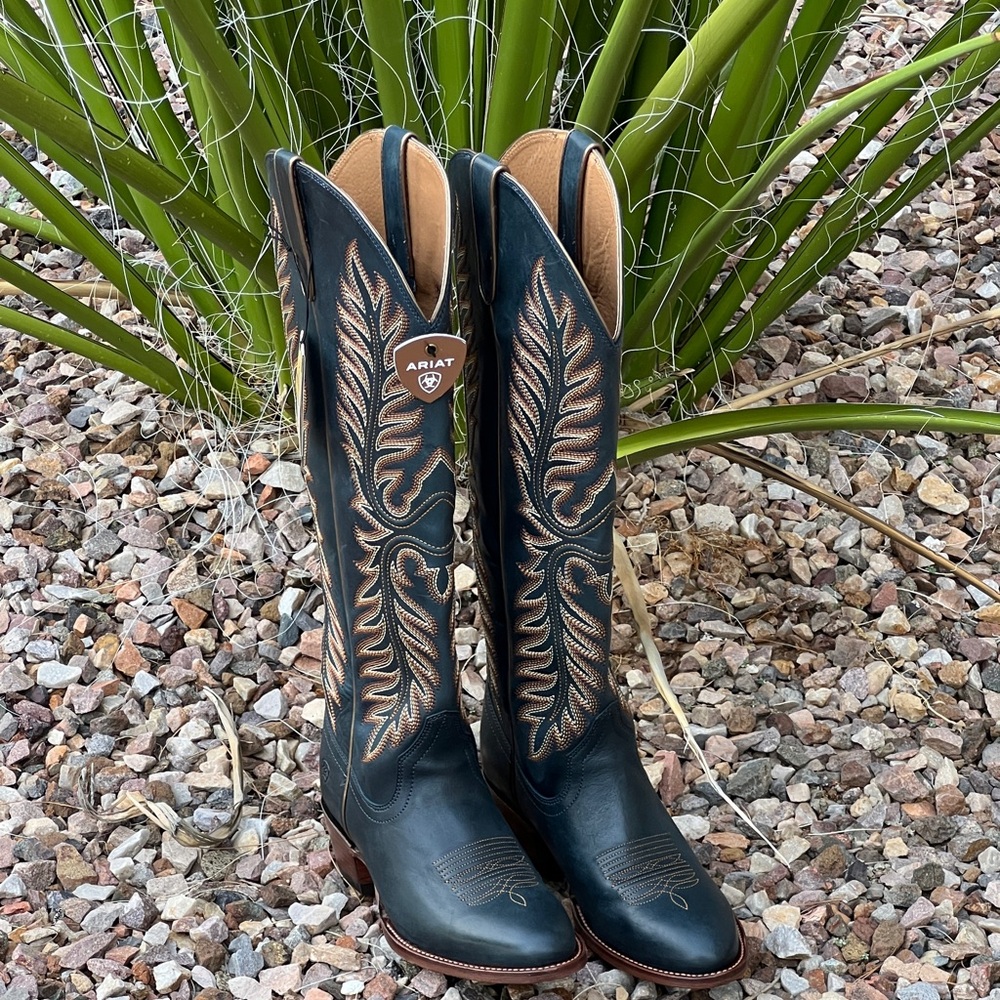 Ariat Boots •Stylish Blue and Tan Tall Leather Boots